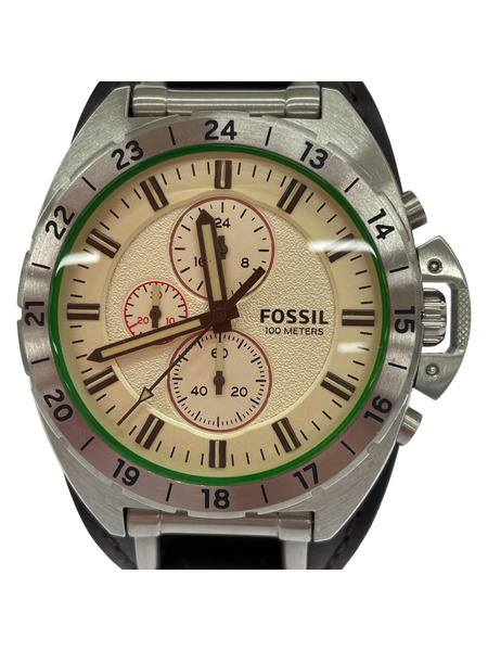 FOSSIL クロノグラフ 腕時計　レザーベルト QZ