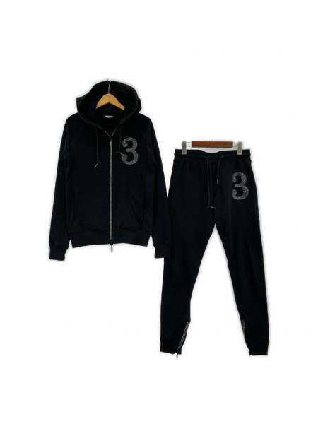 1 piu 1 uguale 3 セットアップ ラインストーンパーカー