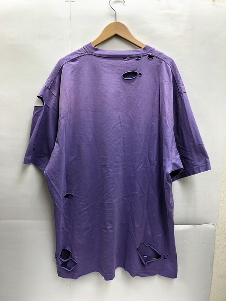 BALENCIAGA 21SS デストロイ加工 ロゴプリントＴシャツ パープル