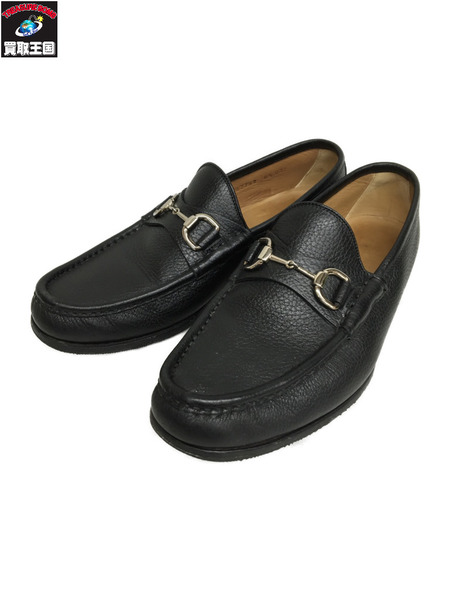 靴 ホースビットローファー(US6.5) ブラック シボ革