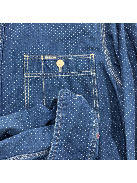 IRON HEART 長袖シャツ インディゴワークシャツ/L