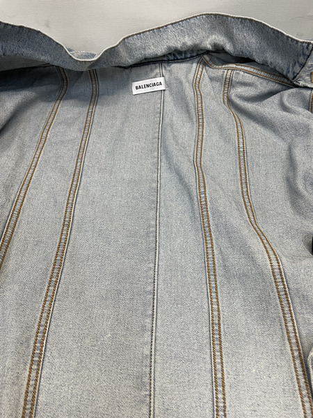 BALENCIAGA 23SS Cropped Denim Jacket オーバーサイズカットオフデニムJKT 1