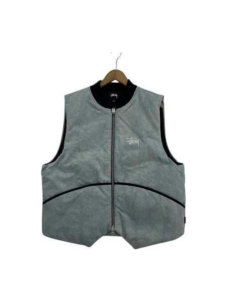 STUSSY WASHED CANVAS PRIMALOFT VEST/中綿ベスト ジャケット 薄青系