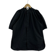 HYKE 半袖シャツ T/C BALLOON SLEEVE BLOUSE/黒/1