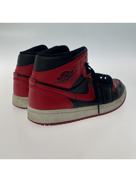 NIKE AIR JORDAN1 MID BRED ハイカットスニーカー 赤白黒 26.5cm