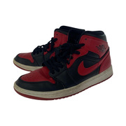 NIKE AIR JORDAN1 MID BRED ハイカットスニーカー 赤白黒 26.5cm