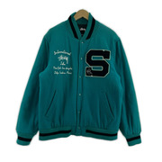 STUSSY Big S Letterman ワッペンスタジャン L ターコイズ