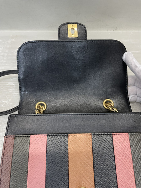 CHANEL レザー×パイソン フラップショルダーバッグ マルチ
