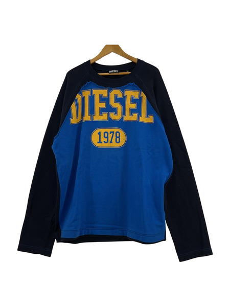 DIESEL 切替ロゴスウェット 青 (XL)