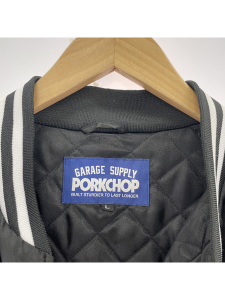 porkchop SATIN SPORT JKT ブルゾンジャケット ブラック L