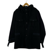Yohji Yamamoto POUR HOMME ウールフーデッドコート 2 ブラック