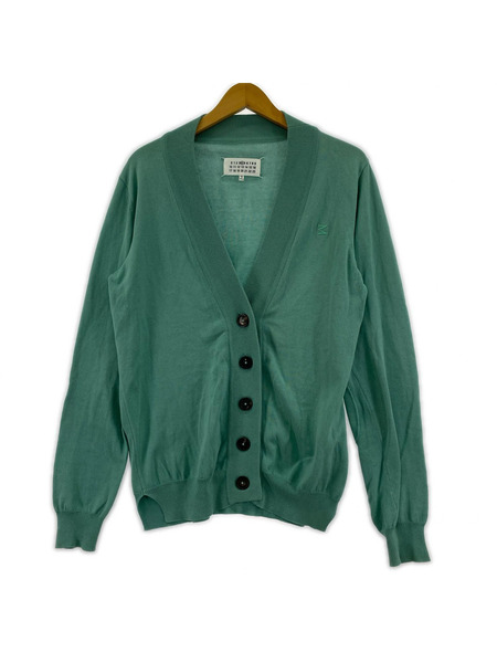 MAISON MARGIELA カーディガン Mロゴ 刺繍 コットン 緑 (M)