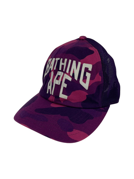 A BATHING APE NEW YOKE LOGO メッシュキャップ 迷彩 紫