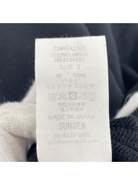 SUNSEA スウェットシャツ TECHNOLOWGIA SWEATSHIRT 3 ブラック