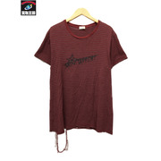 SAINT LAURENT ボーダープリントTシャツ レッド L