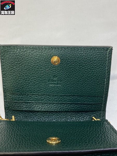 GUCCI グッチ 570660　ズゥミ チェーン付き カードケース コンパクトウォレット グリーン