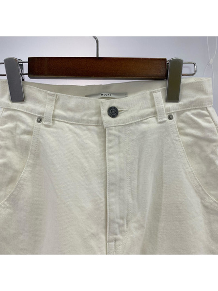 パンツ MECRE ロールアップコーティングデニムパンツ 白/シルバー(S)