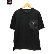 メンズラグ衣料 PRADA 胸ロゴプレート Tシャツ 黒