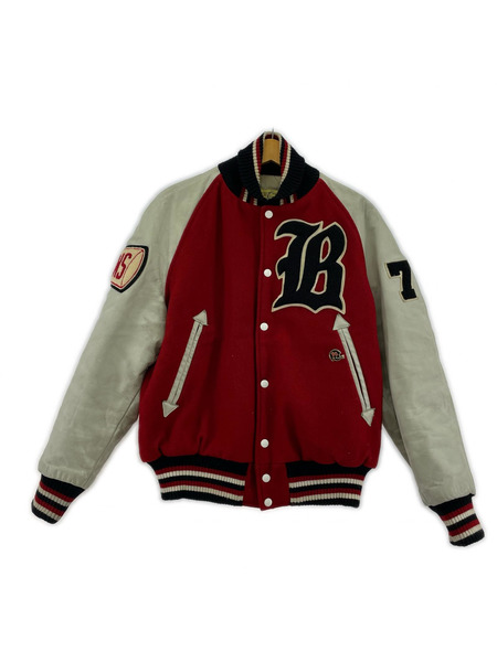 Hewitt×BACK DROP デコ 袖レザースタジャン