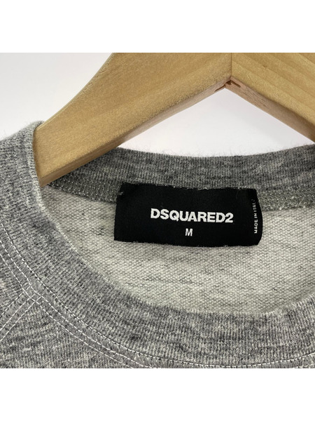 DSQUARED2 長袖Tシャツ・カットソー ワッペンロゴ グレー (M)
