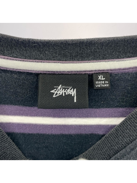 STUSSY 半袖Tシャツ・カットソー Multi Stripe XL