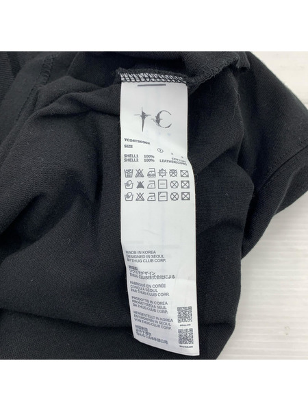 THUG CLUB ROCK T-SHIRT レザーパッチTee 1 ブラック