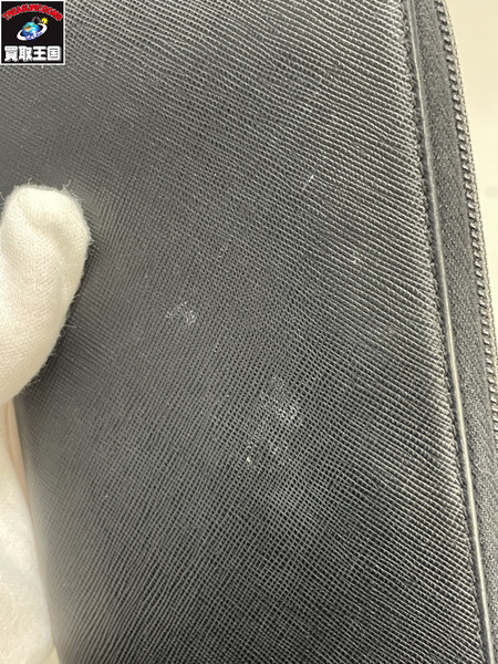 長財布 PRADA サフィアーノ ラウンドジップウォレット BLK