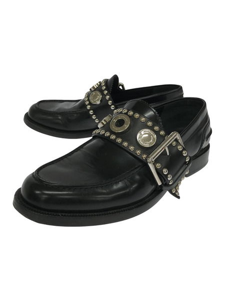 BURBERRY Marita Black Leather Loafers スタッズローファー 41 8057429