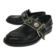 BURBERRY Marita Black Leather Loafers スタッズローファー 41 8057429