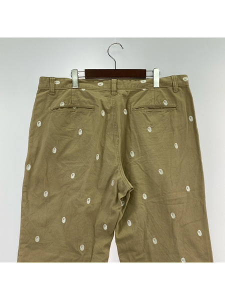 A BATHING APE パンツ HEAD刺繍 サル顔柄 チノパン ベージュ