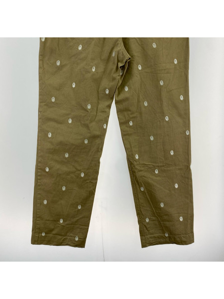 A BATHING APE パンツ HEAD刺繍 サル顔柄 チノパン ベージュ