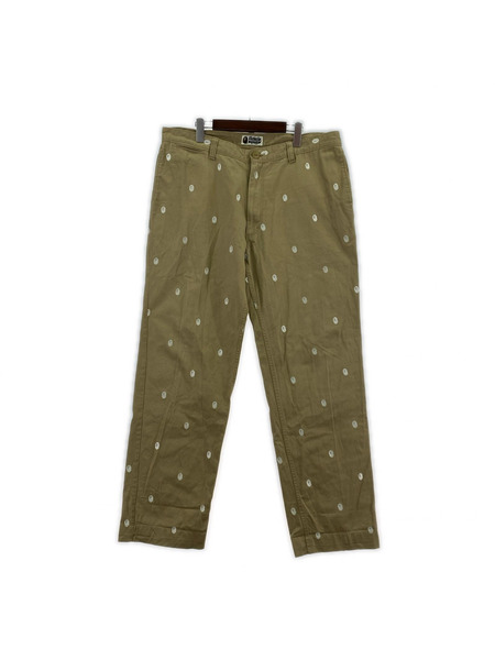 A BATHING APE パンツ HEAD刺繍 サル顔柄 チノパン ベージュ