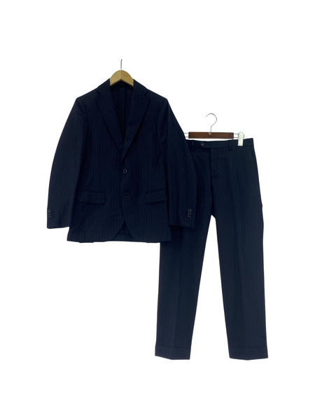 LARDINI ウール ストライプセットアップ スーツ 44 ネイビー[値下]