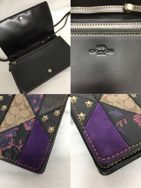 COACH シグネチャー ミックスドパッチワーク フォルドオーボー クラッチクロスボディ