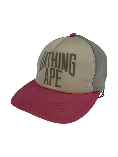 A BATHING APE NEW YOKE LOGO メッシュキャップ ピンクグレー