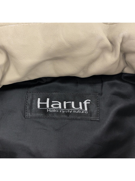 HARUF レザーダウンベスト L BEG