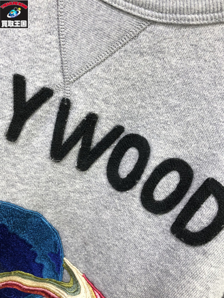 Hollywood ダメージ加工 クルーネックスウェット (M) グレー 475373