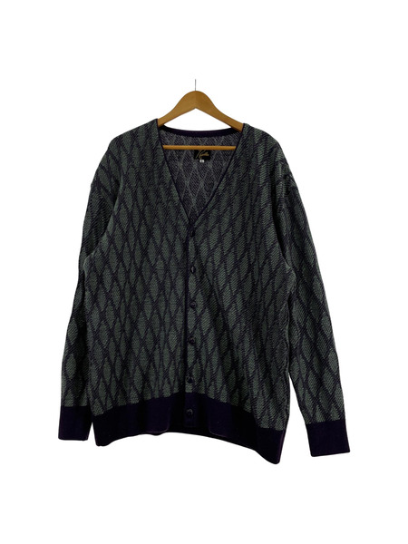 Needles J0263 V NECK CARDIGAN WAVE STRIP (L) 紫[値下]