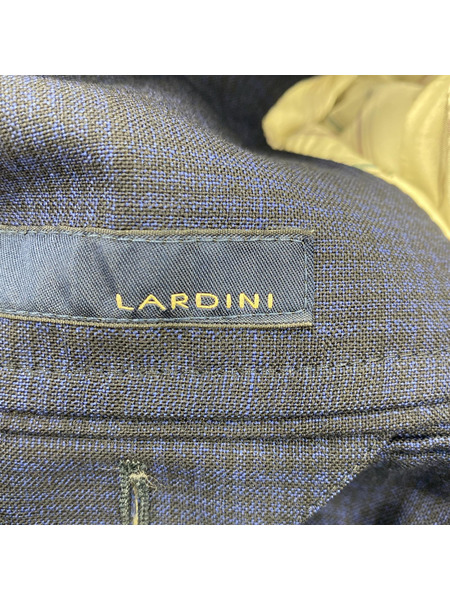 LARDINI ウール チェック  セットアップ スーツ 44 ネイビー