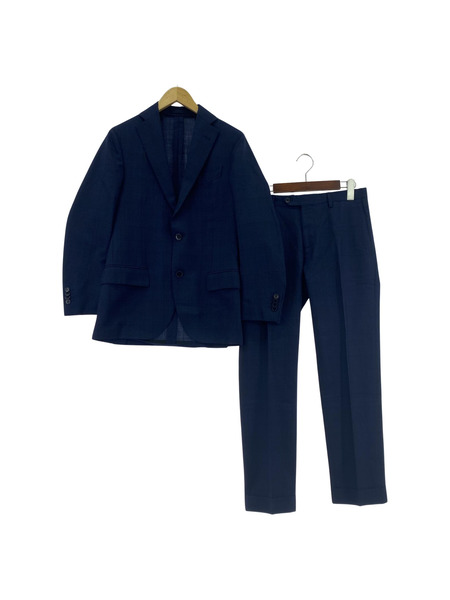 LARDINI ウール チェック  セットアップ スーツ 44 ネイビー