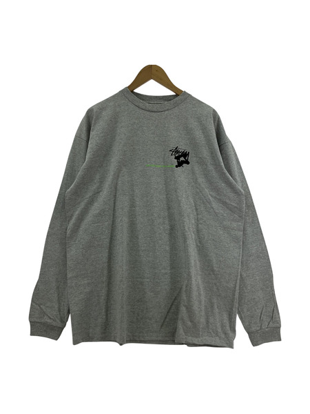 STUSSY　SK8MAN ロングスリーブT　グレー　XL