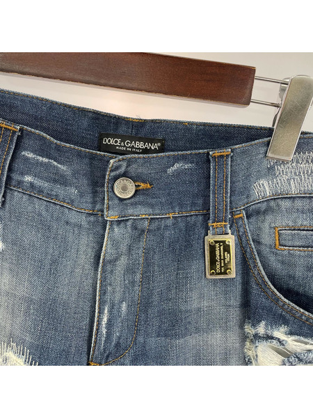 DOLCE&GABBANA デニム・ジーンズ クラッシュ リペア プレート W33