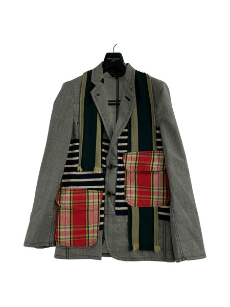 COMME des GARCONS HOMME PLUS 10SS ランダムコラージュ期 ｸﾞﾚﾝﾁｪｯｸ ﾊﾟｯﾁﾜｰｸ ﾃｰﾗｰﾄﾞｼﾞｬｹｯﾄ