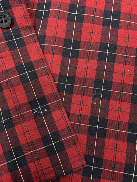 BALENCIAGA ロゴ刺繍 オーバーサイズチェックシャツ XXS 赤 NC35 681004