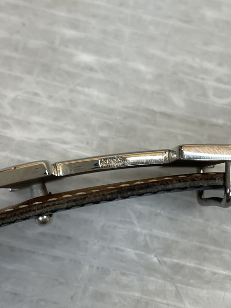 HERMES ミニコンスタンス レザーナローベルト シルバー金具