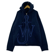J.W.Anderson ANCHOR EMBROIDERY ZIPPED HOODIE L ネイビー KW1429
