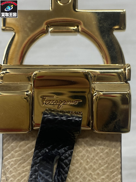 レディースラグ衣料 S.Ferragamo ダブルガンチーニ レザーベルト 黒