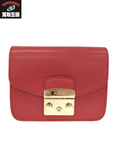 FURLA メトロポリス チェーンショルダーバッグ レザー 赤[値下]