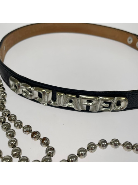 DSQUARED2 ソノ他 チェーン付キレザーベルト 黒