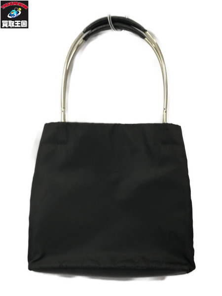 ハンドバッグ テスートナイロン プレートなし 無地 黒